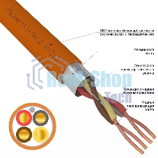 Кабель огнестойкий Rexant КПСЭнг(А)-FRLS 2x2x0,75 мм², бухта 200 м, 01-4910-1