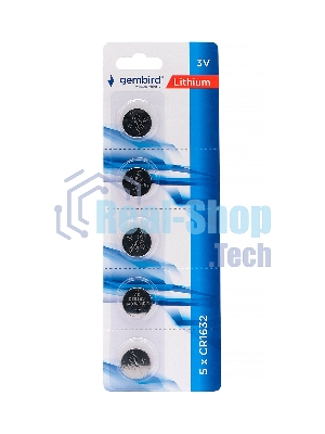 Батарейки литиевые Gembird Gb-CR1632-5B, тип CR1632, 5шт, блистер
