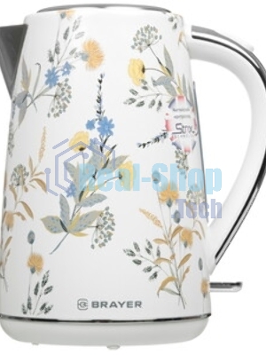Электрочайник BRAYER BR1083 белый, 1.7 л, 2200 Вт, скрытый нагревательный элемент