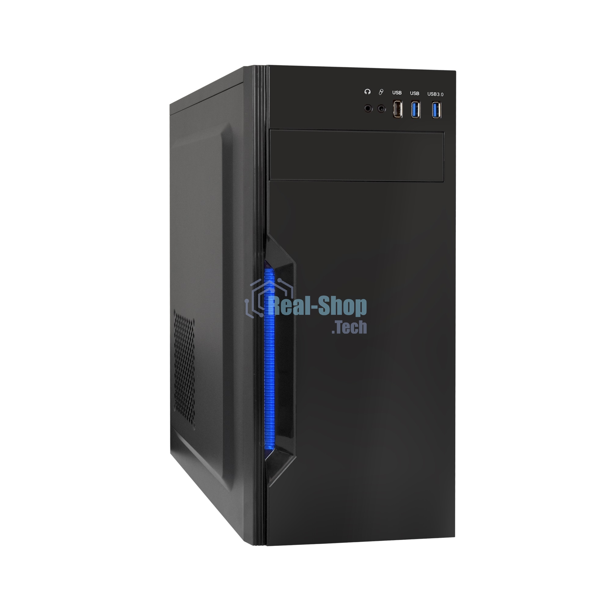 Компьютерный корпус ExeGate XP-333U черный, Miditower ATX, (XP450, Black,120мм), 1*USB+2*USB 3.0, Audio