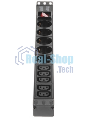 Блок розеток горизонтальный ExeGate ServerPro PDU-19H008 Al-5C135S-C14-SW, 19