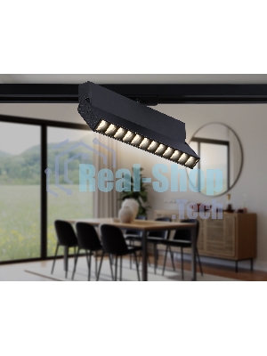 Трековый однофазный светодиодный светильник Ambrella light GL6817 BK черный LED 12W 3000K 24° 230*22*87
