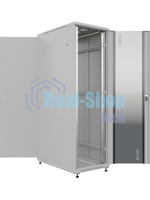 Шкаф серверный NTSS Премиум (NTSS-R42U80100GS) напольный 42U 800x1000 мм пер. дв. стекл. металл 900 кг серый IP20 сталь