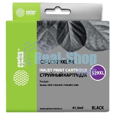Картридж струйный Cactus CS-LC529XLBK черный (61 мл) для Brother DCP-J100/J105/J200