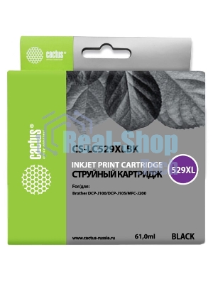 Картридж струйный Cactus CS-LC529XLBK черный (61 мл) для Brother DCP-J100/J105/J200