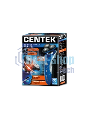Электробритва Centek CT-2170 (синий) ротор 3D, влажное бритье, 3 плав.головки, 2-ные лезвия, до 50 мин раб