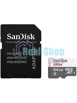 Флеш карта microSD 64GB SanDisk microSDXC Class 10 Ultra (SD адаптер) UHS-I 100MB/s