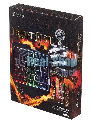 Игровой блок Oklick 701G IRON FIST черный USB for gamer LED (подставка для запястий)