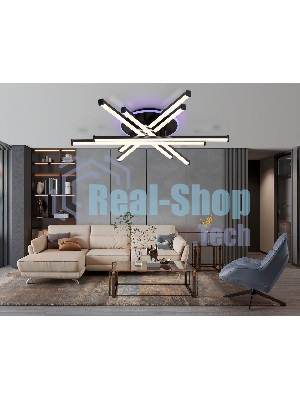 Потолочный светодиодный светильник Ambrella light FL6272 BK черный 76W 3000K-6400K+RGB 700*615*135 (ПДУ ИК)