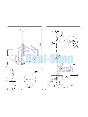 Люстра Ambrella light LH71273/8 BS/DB латунь/темно синий E14/8 max 40W D820*840