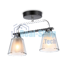Светильник Ambrella light TR303231/2 BK/CH/SM/FR черный/хром/дымчатый/белый матовый E27*2 max 60W 340*120*250