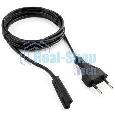 Кабель питания Cablexpert PC-184/2-1.5M черный (1.5м, CEE 7/16-C7, 2х0.5мм2, 2.5А) (PC-184/2-1.5M)