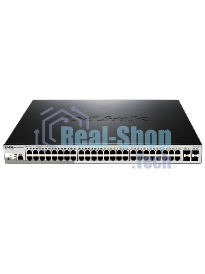 Коммутатор D-Link DGS-1210-52P/ME/B1A, L2 Managed Switch with 48 10/100/1000Base-T ports and 4 1000Base-X SFP ports (8 PoE ports 802.3af/802.3at (30 W), 16 PoE ports 802.3af (15,4 W), PoE Budget 193 W). 16K Mac
