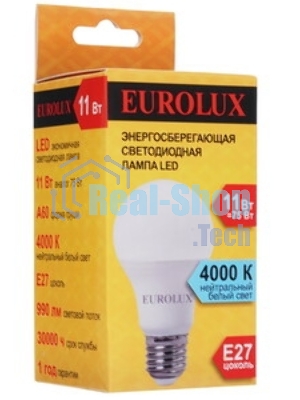 Лампа светодиодная EUROLUX LL-E-A60-11W-230-4K-E27 груша