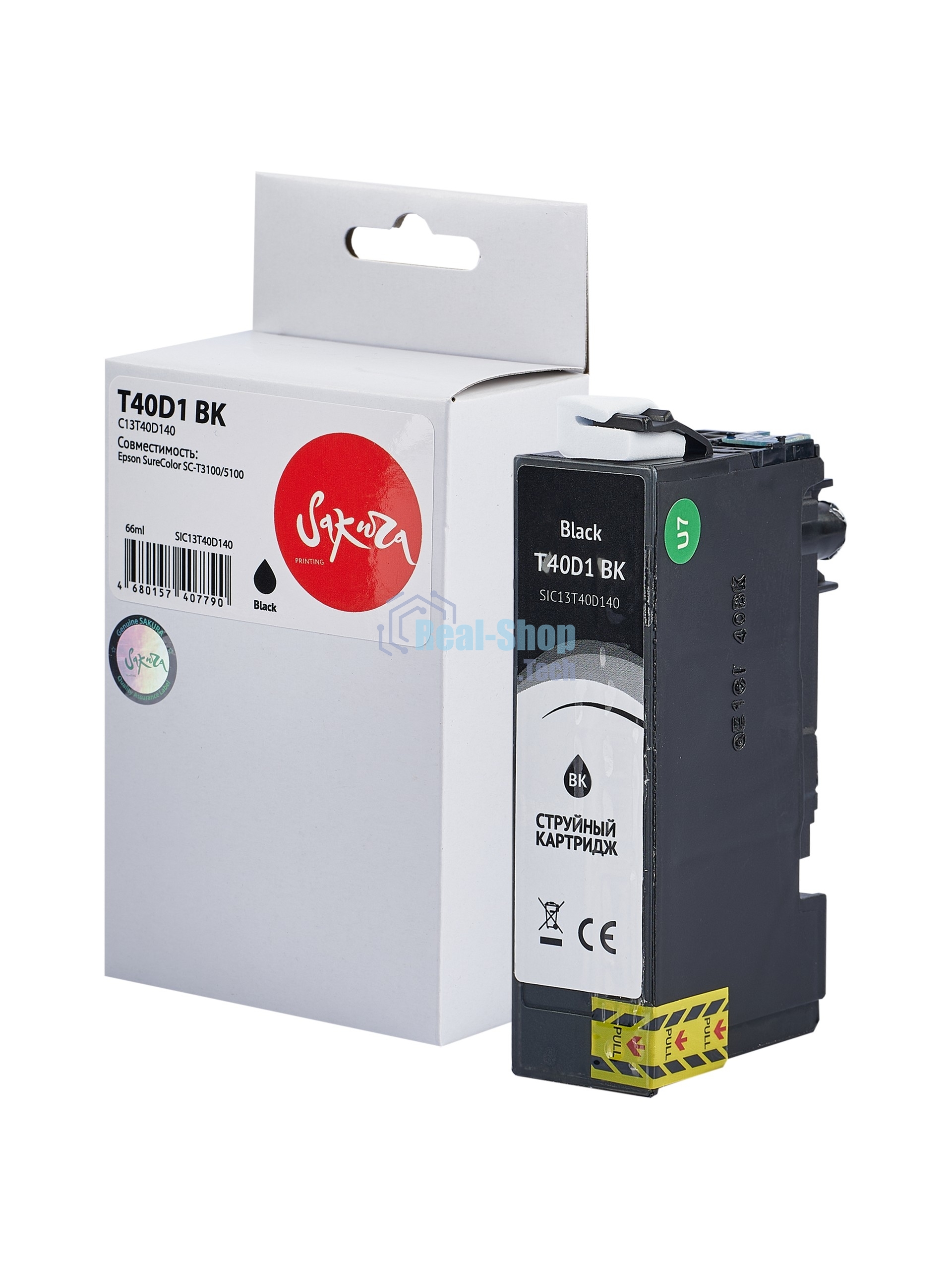 Картридж струйный Sakura C13T40D140 (T40D1 BK) для Epson, черный, 66 мл.