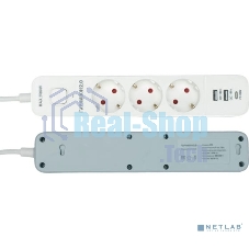 Сетевой фильтр Гарнизон EPS-3-CU2-W-2 2.0 Мультипорт 3 р, 10А, 1xType-C PD, 2 х USB QC, 2 м, ур.защиты 2+, белый, пак (21448)