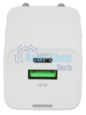 Зарядное устройство Cablexpert MP3A-PC-61, 20Вт GaN, 3А, QC4.0/PD, 1xUSB, 1xType-C, белый, пакет