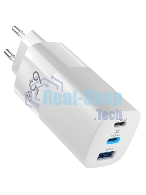 Сетевое зарядное устройство OLMIO 2Type-C/USB, 65W, 6A, QuickCharge3.0, PowerDelivery3.0, GAN