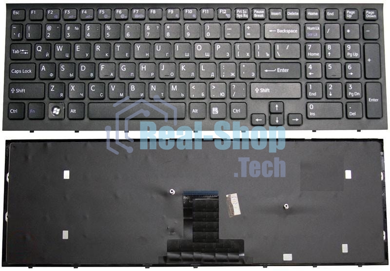 Клавиатура для ноутбука Sony Vaio VPC-EB черная с черной рамкой