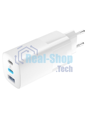 Сетевое зарядное устройство OLMIO 2Type-C/USB, 65W, 6A, QuickCharge3.0, PowerDelivery3.0, GAN