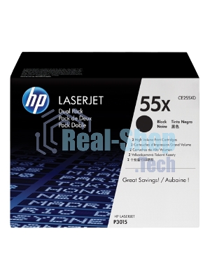 Картридж лазерный набор из 2 шт HP LaserJet CE255XD черный для LJ P3015(2 х 12500 стр)