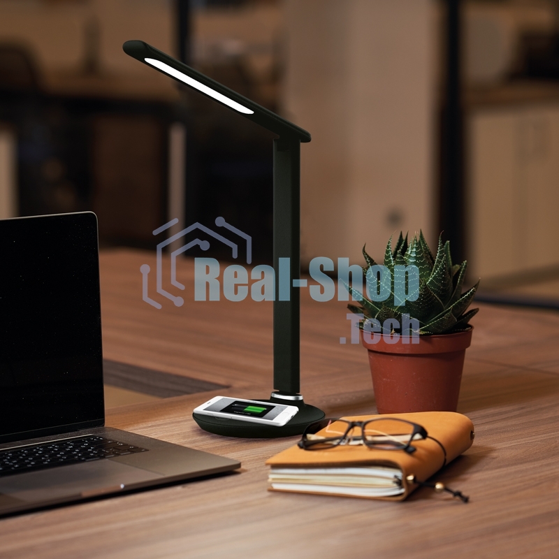 Светильник настольный Rexant Status LED, USB-зарядка устройств, 2700-6500 К, диммирование, 220 В, эффект тиснения под кожу