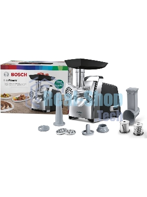 Мясорубка электрическая Bosch MFW67440 черный, 2000 Вт, 3.5 кг/мин, реверс, защита от перегрузки, насадки - 4