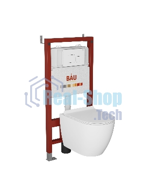 Комплект BAU 6 в 1: инсталляция BAU PRO, унитаз подвесной безободковый Bau Dream 49,5х36, сиденье дюропласт микролифт, клавиша BAU Soul, белая
