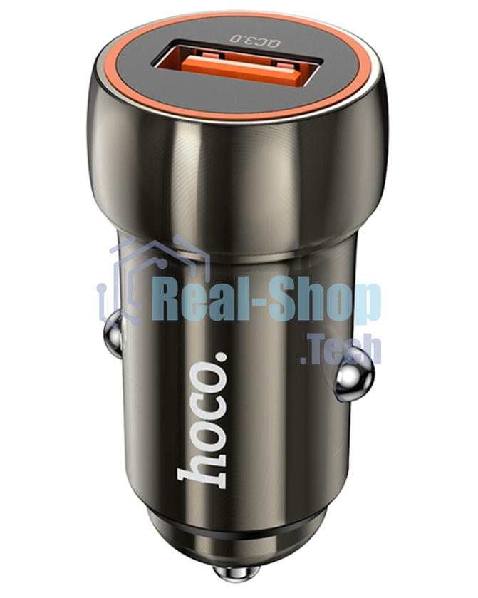 Автомобильная зарядка HOCO Z46 Blue shield, 1xUSB, 18W, серый металлик