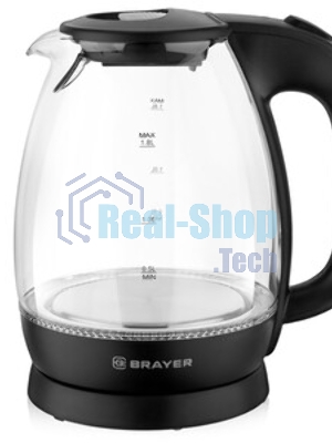 Электрочайник BRAYER BR1026 черный, 1.8 л, 2200 Вт, скрытый нагревательный элемент