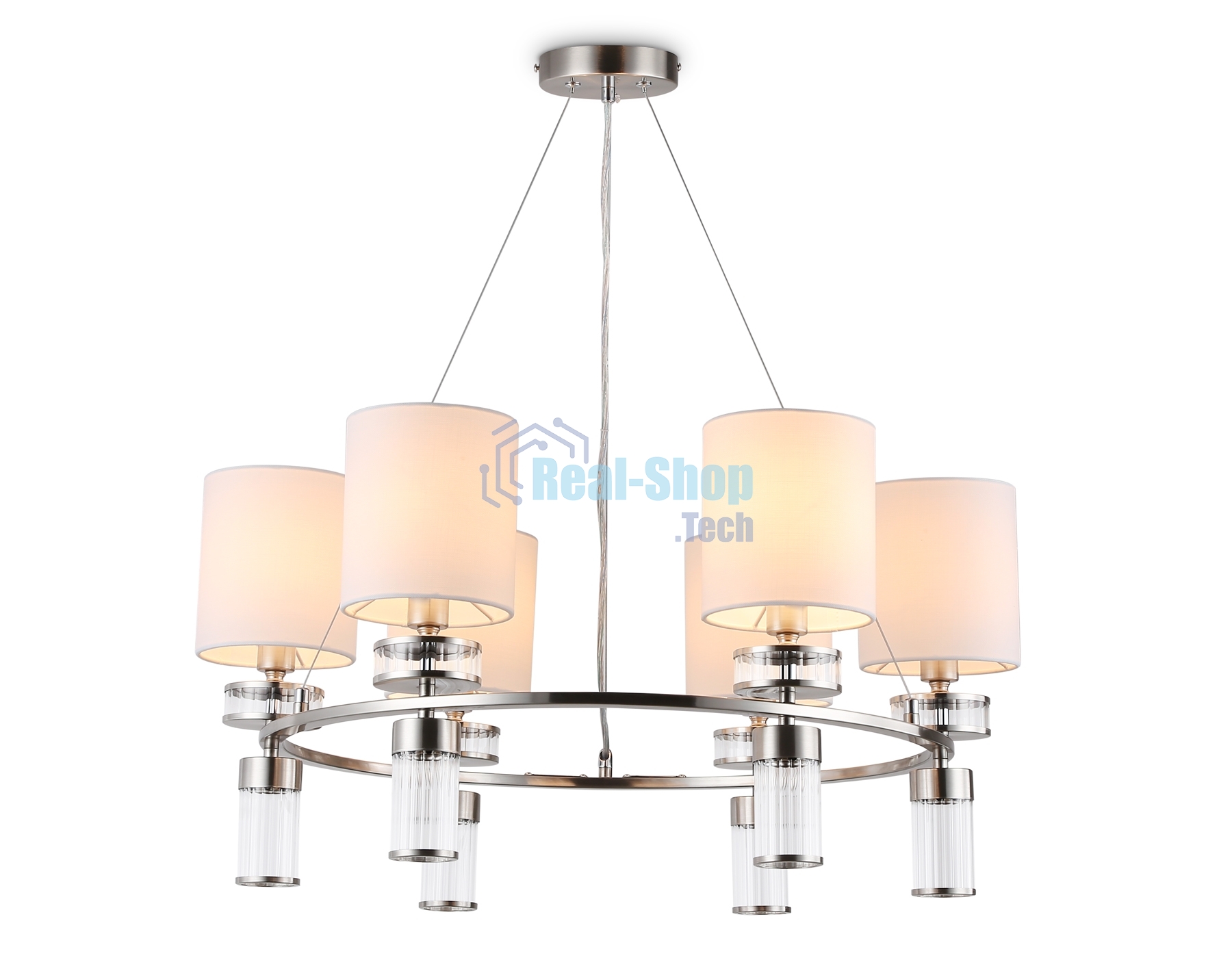 Люстра Ambrella light LH71291/6 SN/WH никель/белый E14/6 max 40W D680*730