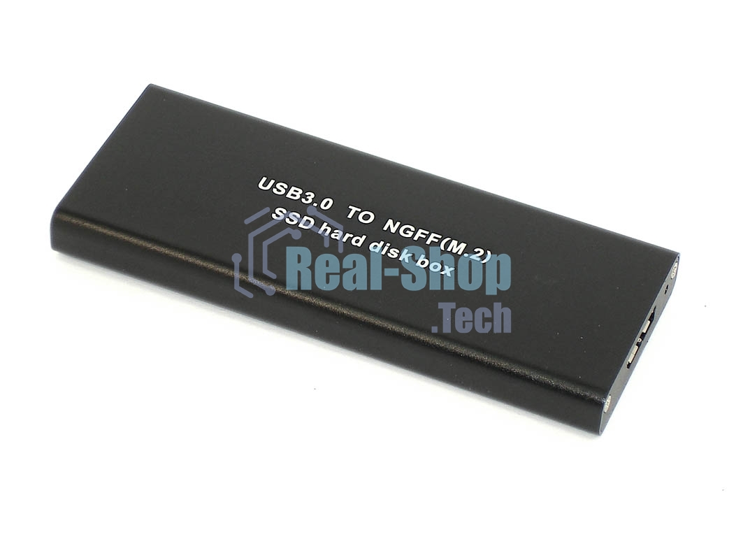 Бокс для SSD диска NGFF (M2) с выходом USB 3.0 алюминиевый, черный