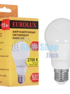 Лампа светодиодная EUROLUX LL-E-A60-15W-230-2,7K-E27