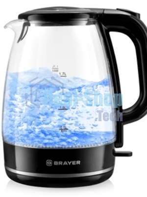 Чайник электрический BRAYER BR1030, 2200 Вт, 1.7 л, стек л,корп,автоотк л,при.закип,подсвет