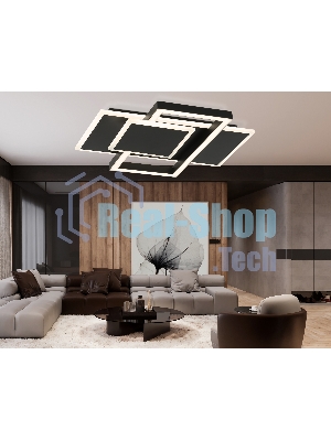 Потолочный светодиодный светильник Ambrella light FA1022/3 BK черный 50W 3000K-6400K 380*345*75 (ПДУ ИК)