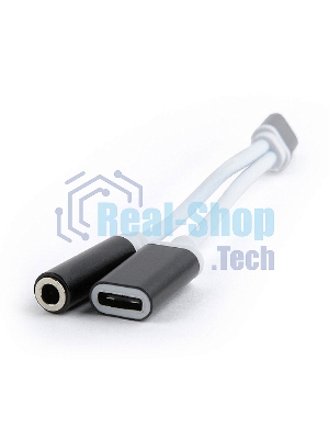 Переходник Cablexpert USB Type-C/Jack3.5 F+ Type-C F, черный, пакет (CCA-UC3.5F-02)