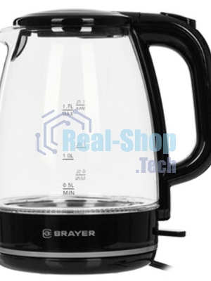 Чайник электрический BRAYER BR1030, 2200 Вт, 1.7 л, стек л,корп,автоотк л,при.закип,подсвет