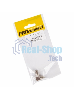 Переходник антенный PROconnect (гнездо F - штекер TV), угловой (1 шт.) (пакет)