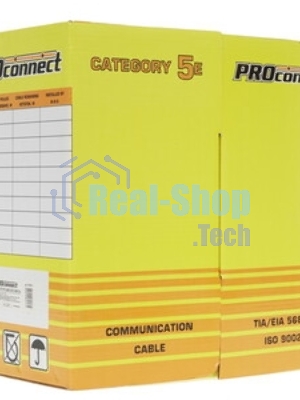 Кабель витая пара PROconnect U/UTP cat.5e 2х2х24AWG solid CCA PVC сер. (м)