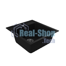 Мойка для кухни BAU Stil Black coal 45х50, выпуск с сифоном в комплекте, черный уголь