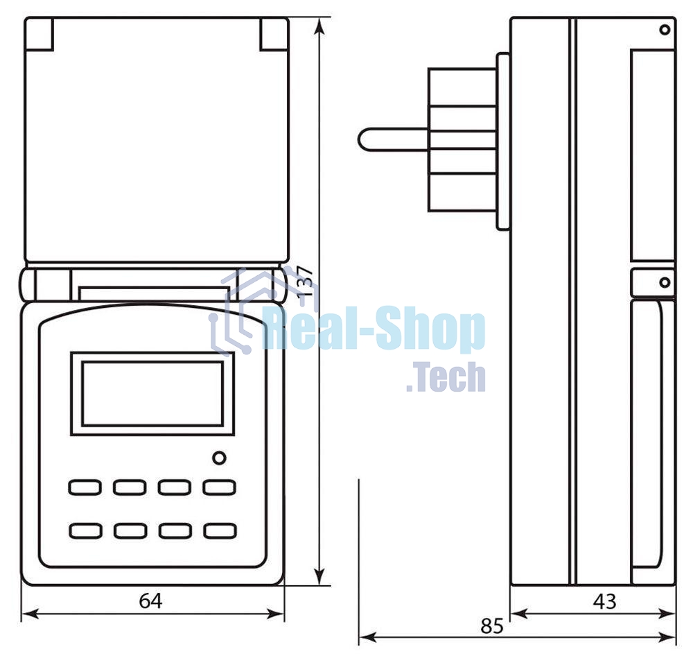 Розетка с таймером Feron (недельная) в защитном корпусе IP 44 3500W/16A 230V, 61926(TM23)