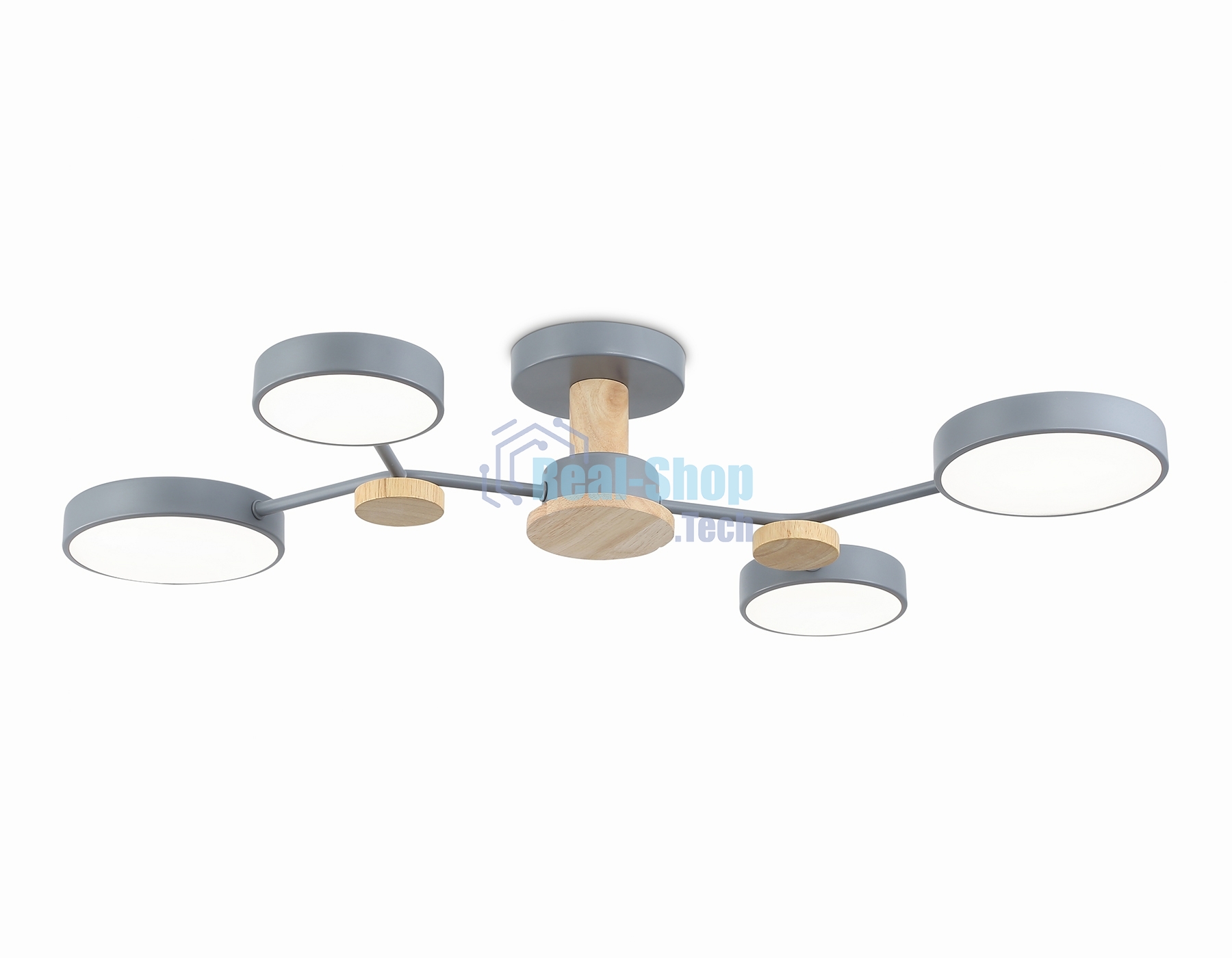 Светильник Ambrella light FL4859/4 GR/WD серый/дерево 60W 3000-6000K 700*400*120 (без ПДУ)
