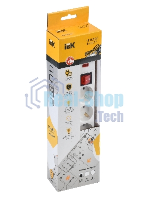 Сетевой фильтр IEK WFP10-16-05-01-N СФ-05К-выкл. 5 мест 2Р + PE/1,5 метра3х1 мм2