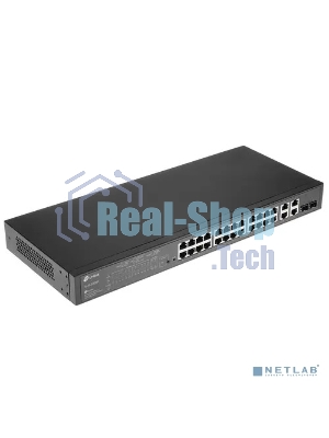 Коммутатор сетевой JetStream 24-port 10/100Mbps + 4-port Gigabit L2 Smart Switch with 24-port PoE+, PoE budget up to 250W, support PoE power management, with abundant L2 features,1U rack mountable, full managed via web UI/CLI/SSH/Telnet/SNMP
