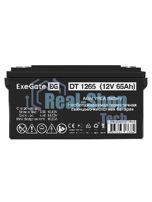 Аккумуляторная батарея ExeGate DT 1265 (12V 65Ah, под болт М6)