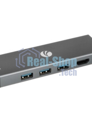 Адаптер VCOM CU459 Type-Cm --> RJ-45+2USB3.0(f) + PD100 Вт Alum Shell