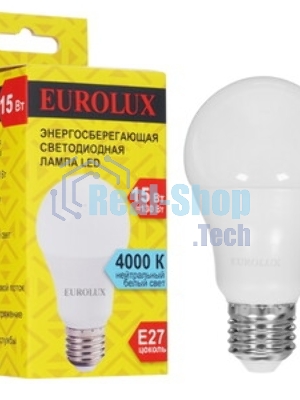 Лампа светодиодная EUROLUX LL-E-A60-15W-230-4K-E27 груша