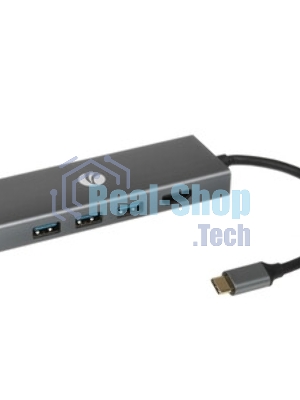 Адаптер VCOM CU459 Type-Cm --> RJ-45+2USB3.0(f) + PD100 Вт Alum Shell