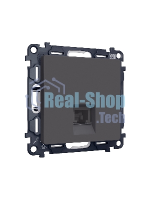 Комплект механизма компьютерной розетки ALFA Графит мягкое касание RJ-45(8P8C) CAT6 с шторкой QUANT (AP9120, VM188) MA912010