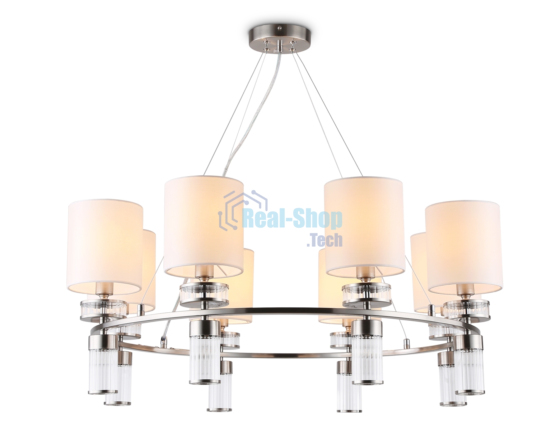 Люстра Ambrella light LH71293/8 SN/WH никель/белый E14/8 max 40W D830*780